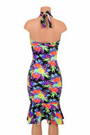 Sonic Bloom Ruffled Halter Wiggle Dress - Coquetry Clothing
