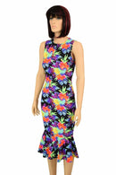 Sonic Bloom Ruffled Wiggle Dress - Coquetry Clothing