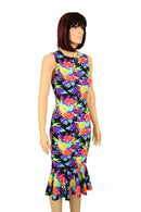 Sonic Bloom Ruffled Wiggle Dress - Coquetry Clothing