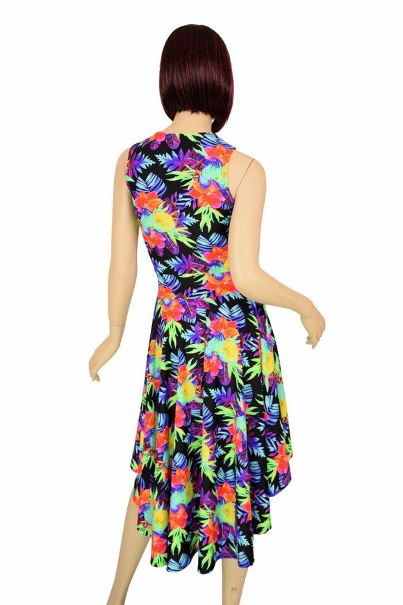 Sonic Bloom UV Hi Lo Skater Dress - Coquetry Clothing