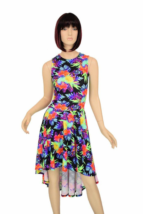 Sonic Bloom UV Hi Lo Skater Dress - Coquetry Clothing