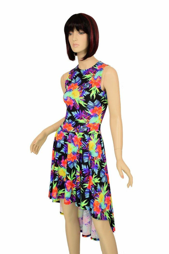 Sonic Bloom UV Hi Lo Skater Dress - Coquetry Clothing