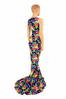 Sonic Bloom UV Puddle Train Gown - Coquetry Clothing