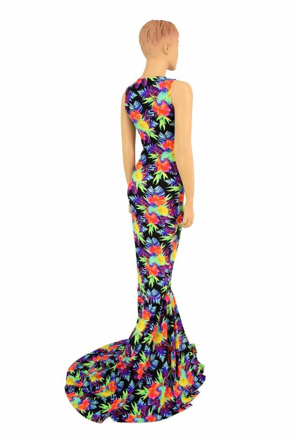 Sonic Bloom UV Puddle Train Gown - Coquetry Clothing