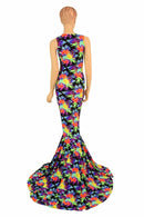 Sonic Bloom UV Puddle Train Gown - Coquetry Clothing