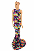 Sonic Bloom UV Puddle Train Gown - Coquetry Clothing