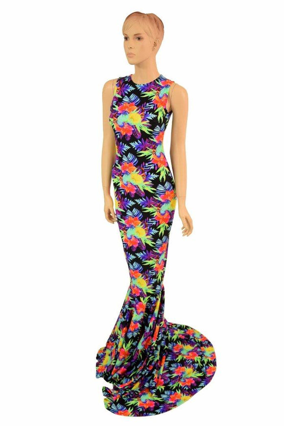 Sonic Bloom UV Puddle Train Gown - Coquetry Clothing
