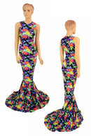 Sonic Bloom UV Puddle Train Gown - Coquetry Clothing