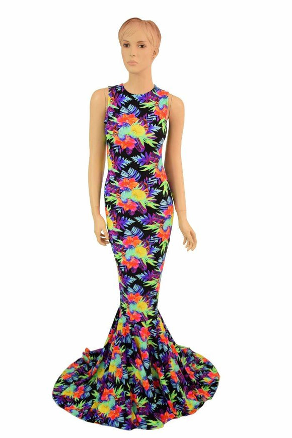 Sonic Bloom UV Puddle Train Gown - Coquetry Clothing