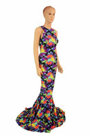 Sonic Bloom UV Puddle Train Gown - Coquetry Clothing