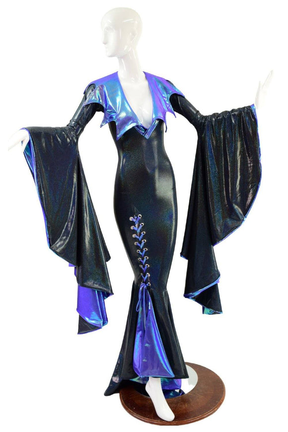 Sorceress Sleeve Gown with Lined Puddle & Thigh Lace Up - Coquetry Clothing
