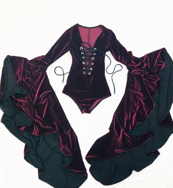 Sorceress Sleeve Lace Up Romper - Coquetry Clothing