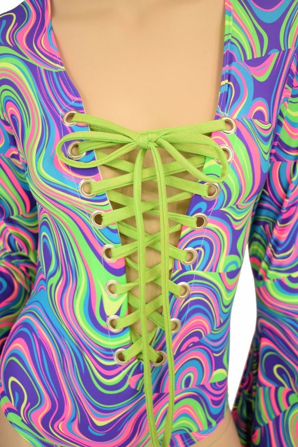Sorceress Sleeve Lace Up Romper - Coquetry Clothing