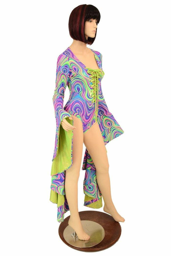Sorceress Sleeve Lace Up Romper - 3