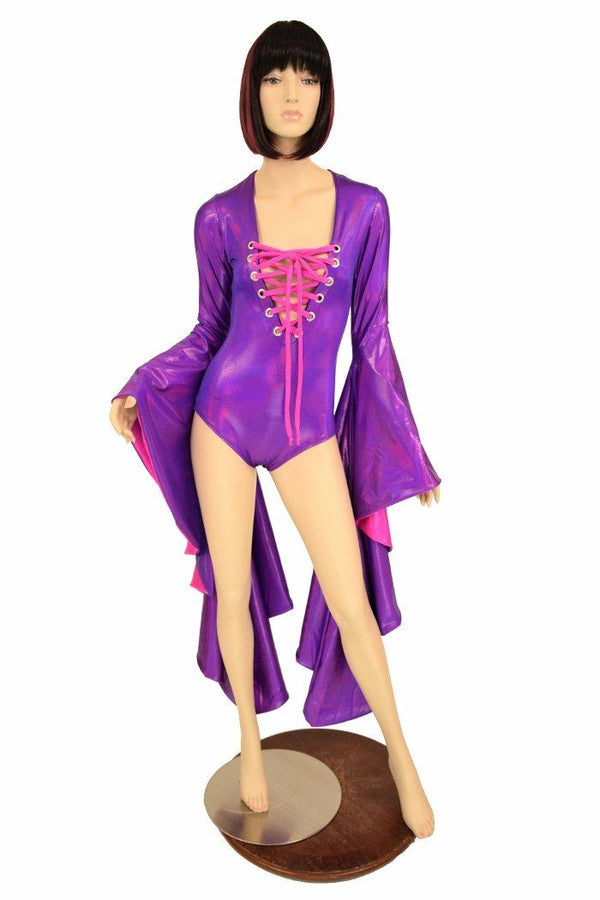 Sorceress Sleeve Lace Up Romper - 2