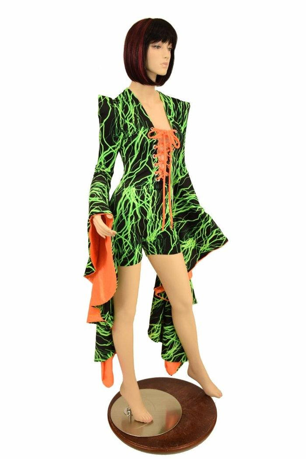 Sorceress Sleeve Lace Up Romper - 3