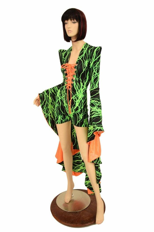 Sorceress Sleeve Lace Up Romper - 5