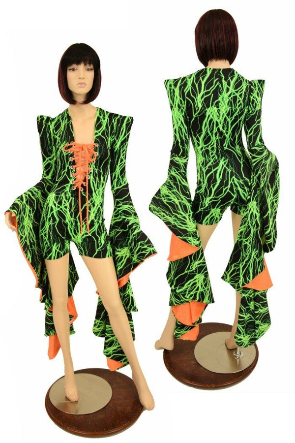 Sorceress Sleeve Lace Up Romper - 1