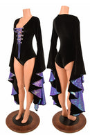 Sorceress Sleeve Romper with Lace Up Neckline - Coquetry Clothing