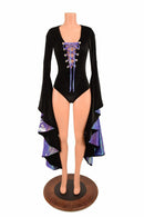 Sorceress Sleeve Romper with Lace Up Neckline - Coquetry Clothing