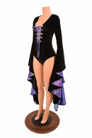 Sorceress Sleeve Romper with Lace Up Neckline - Coquetry Clothing