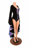 Sorceress Sleeve Romper with Lace Up Neckline - Coquetry Clothing