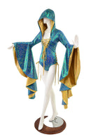 Sorceress Sleeve Romper with Laceups and Crotch Snaps - Coquetry Clothing