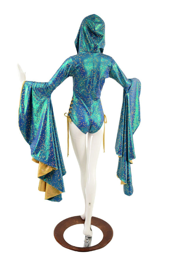 Sorceress Sleeve Romper with Laceups and Crotch Snaps - Coquetry Clothing