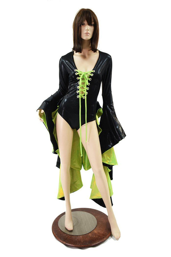 Sorceress Sleeve Tuxedo Ruffle Rump Romper - Coquetry Clothing