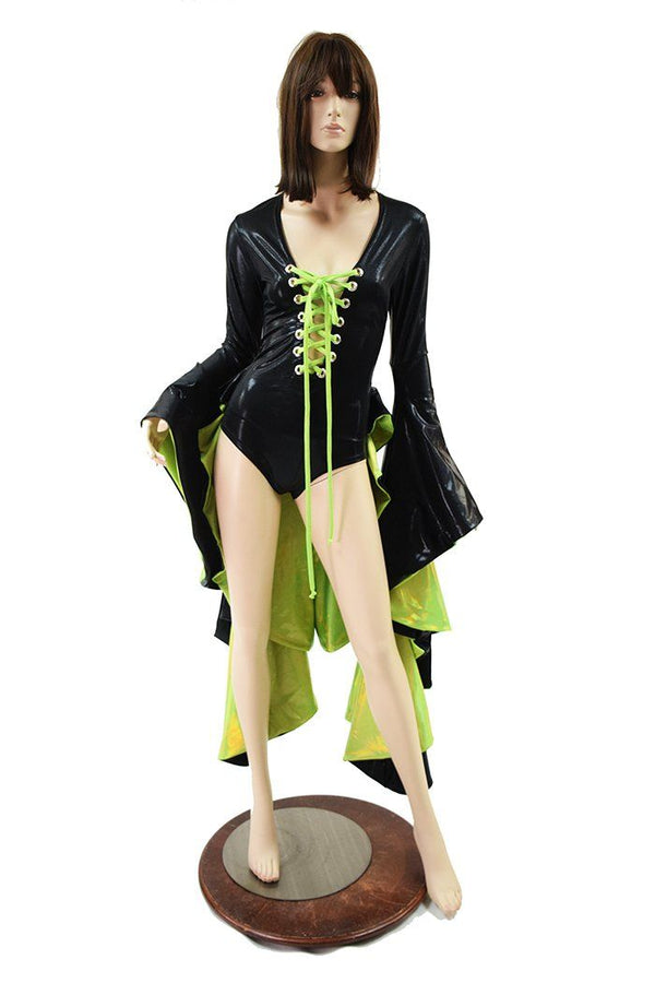 Sorceress Sleeve Tuxedo Ruffle Rump Romper - 3