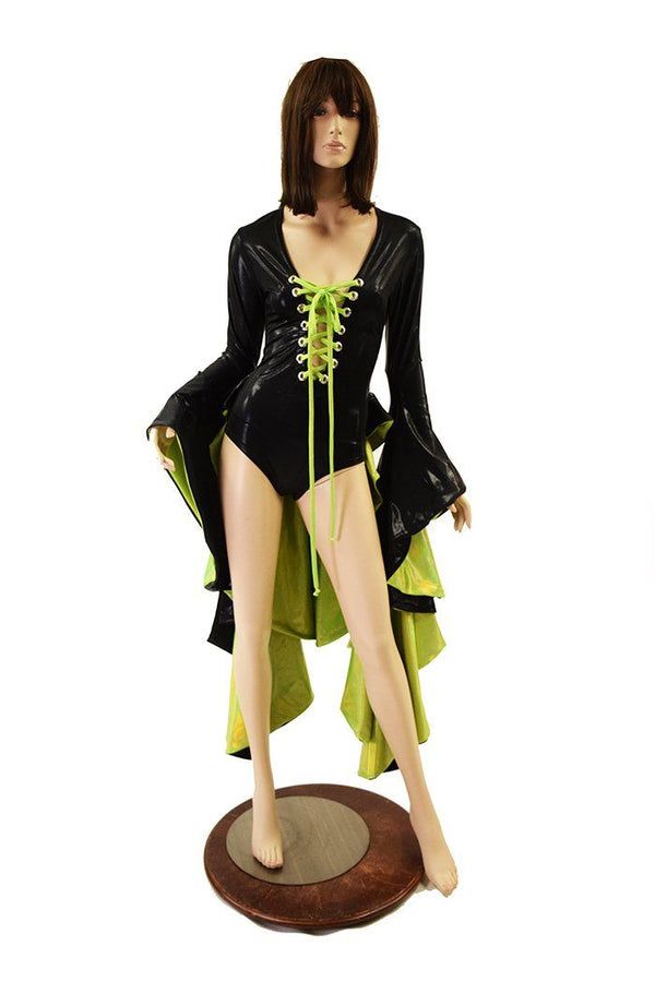 Sorceress Sleeve Tuxedo Ruffle Rump Romper - 8