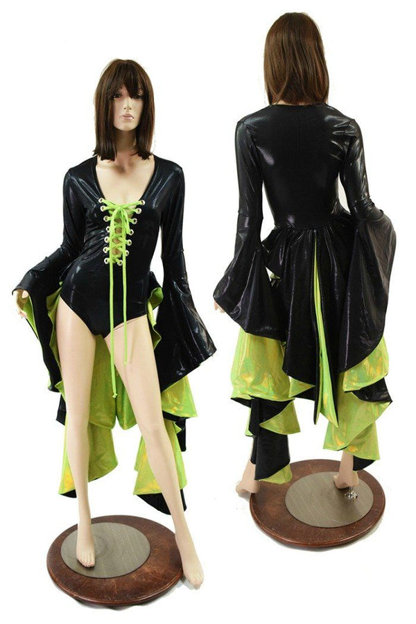 Sorceress Sleeve Tuxedo Ruffle Rump Romper - 1