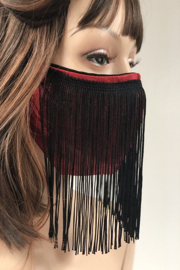 Spandex & 100% Cotton Fringed Face Mask - Coquetry Clothing