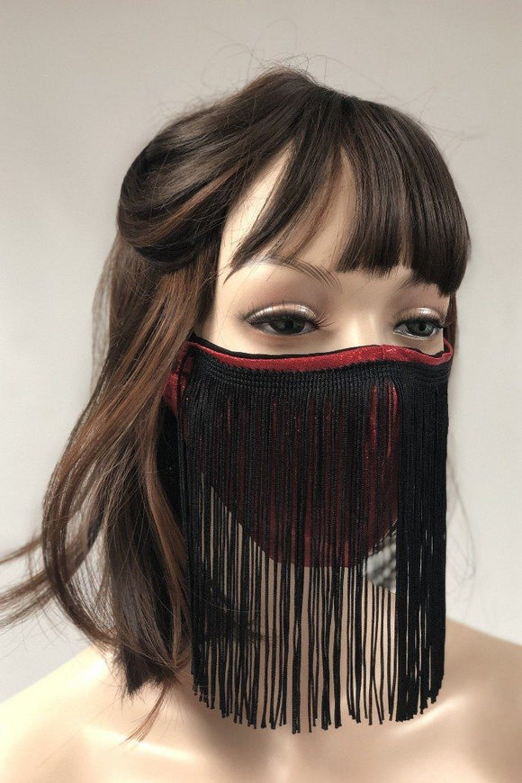 Spandex & 100% Cotton Fringed Face Mask - Coquetry Clothing