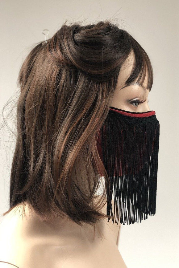 Spandex & 100% Cotton Fringed Face Mask - Coquetry Clothing