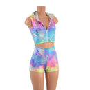 Spectrum Dragon Hooded Crop Top and High Waist Shorts Set - Coquetry Clothing