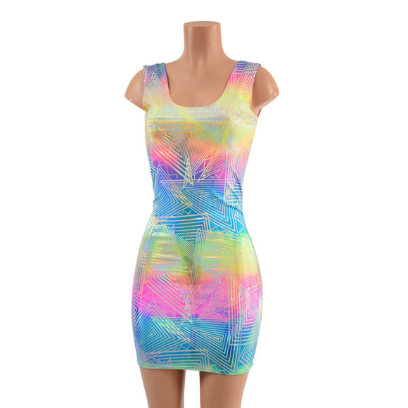 Spectrum Holographic Bodycon Tank Dress - Coquetry Clothing