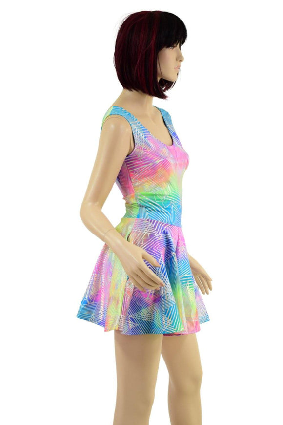 Spectrum Holographic Fit and Flare Pocket Romper - Coquetry Clothing