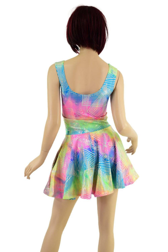 Spectrum Holographic Fit and Flare Pocket Romper - Coquetry Clothing