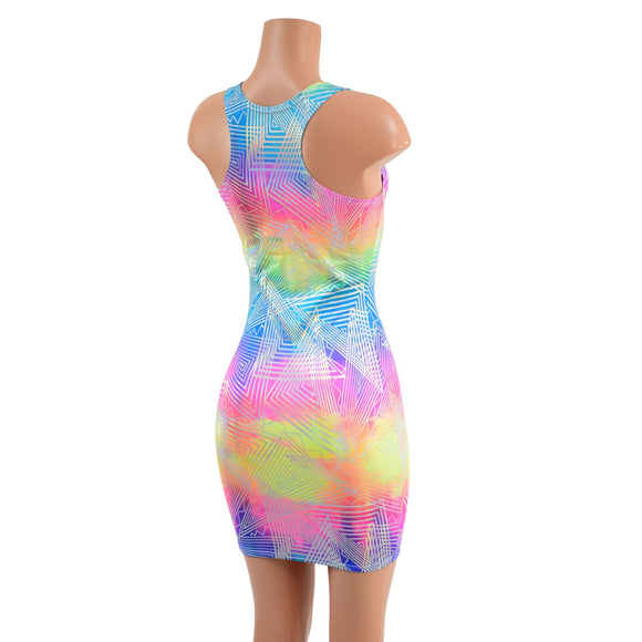 Spectrum Holographic Racerback Tank Dress - Coquetry Clothing