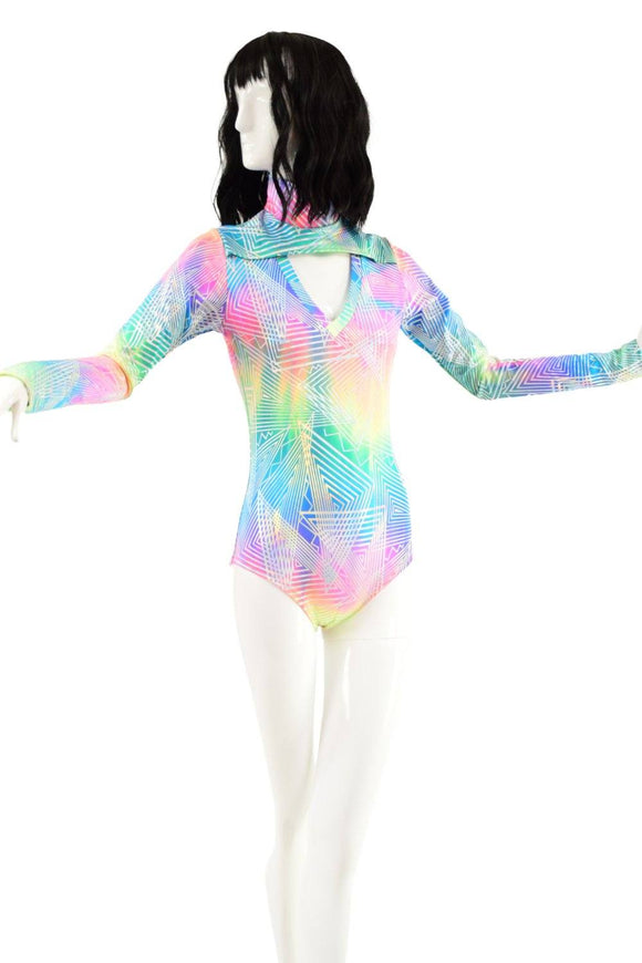 Spectrum Holographic Romper with Window Neckline - Coquetry Clothing