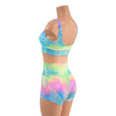 Spectrum Holographic Starlette Bralette & High Waist Shorts Set - Coquetry Clothing