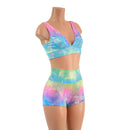 Spectrum Holographic Starlette Bralette & High Waist Shorts Set - Coquetry Clothing