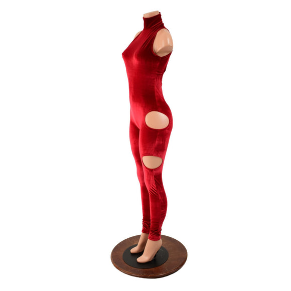 SpellBound Catsuit in Red Velvet - Coquetry Clothing