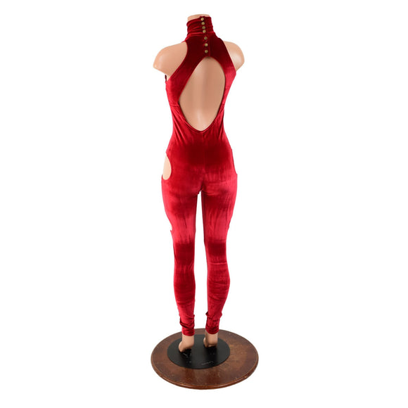 SpellBound Catsuit in Red Velvet - Coquetry Clothing