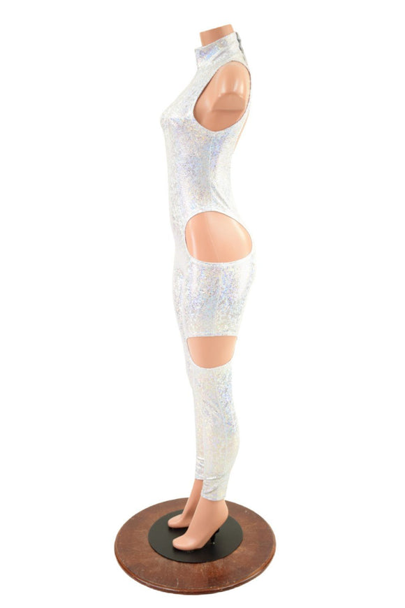 SpellBound Catsuit in Silver on White Shattered Glass - Coquetry Clothing