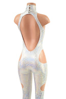 SpellBound Catsuit in Silver on White Shattered Glass - Coquetry Clothing