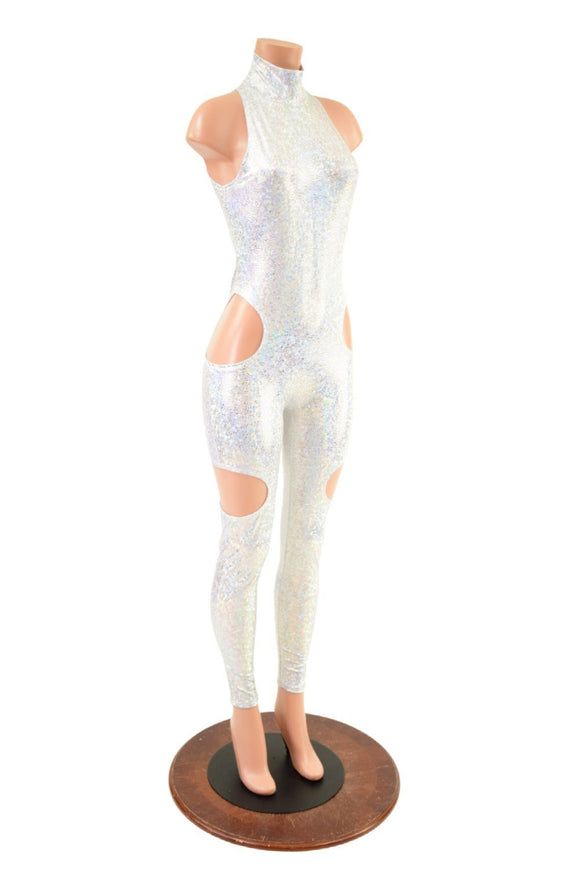SpellBound Catsuit in Silver on White Shattered Glass - Coquetry Clothing