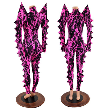 Spiked Mega Sharp Shoulder Catsuit - Coquetry Clothing