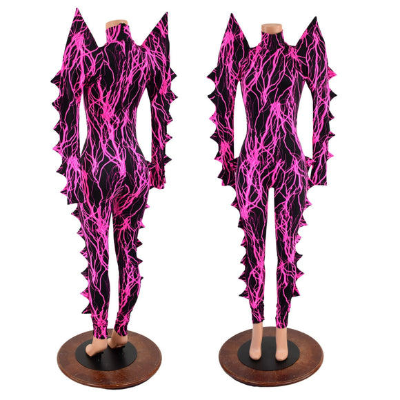 Spiked Mega Sharp Shoulder Catsuit - Coquetry Clothing